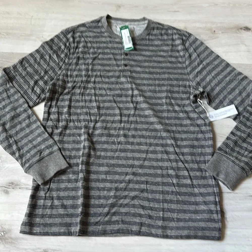 HAWKER RYE Double Knit Long Sleeve Henley Shirt Color Grey XL‎ Stitch Fix Nwt